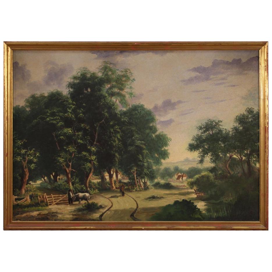 20th Century Oil on Canvas Italian Countryside Landscape Painting, 1950