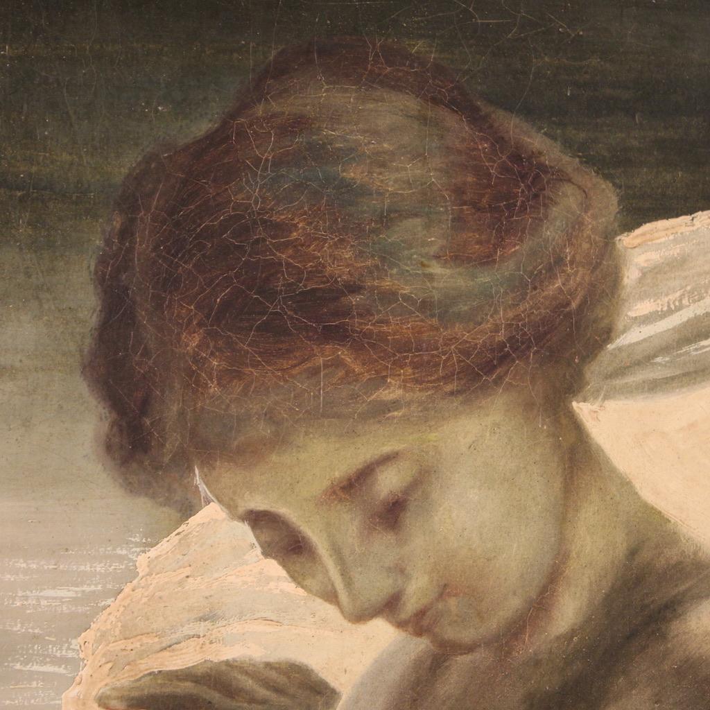 Olio su tela del XX secolo Pittura italiana di nudo femminile sulla spiaggia, 1920 in vendita 1