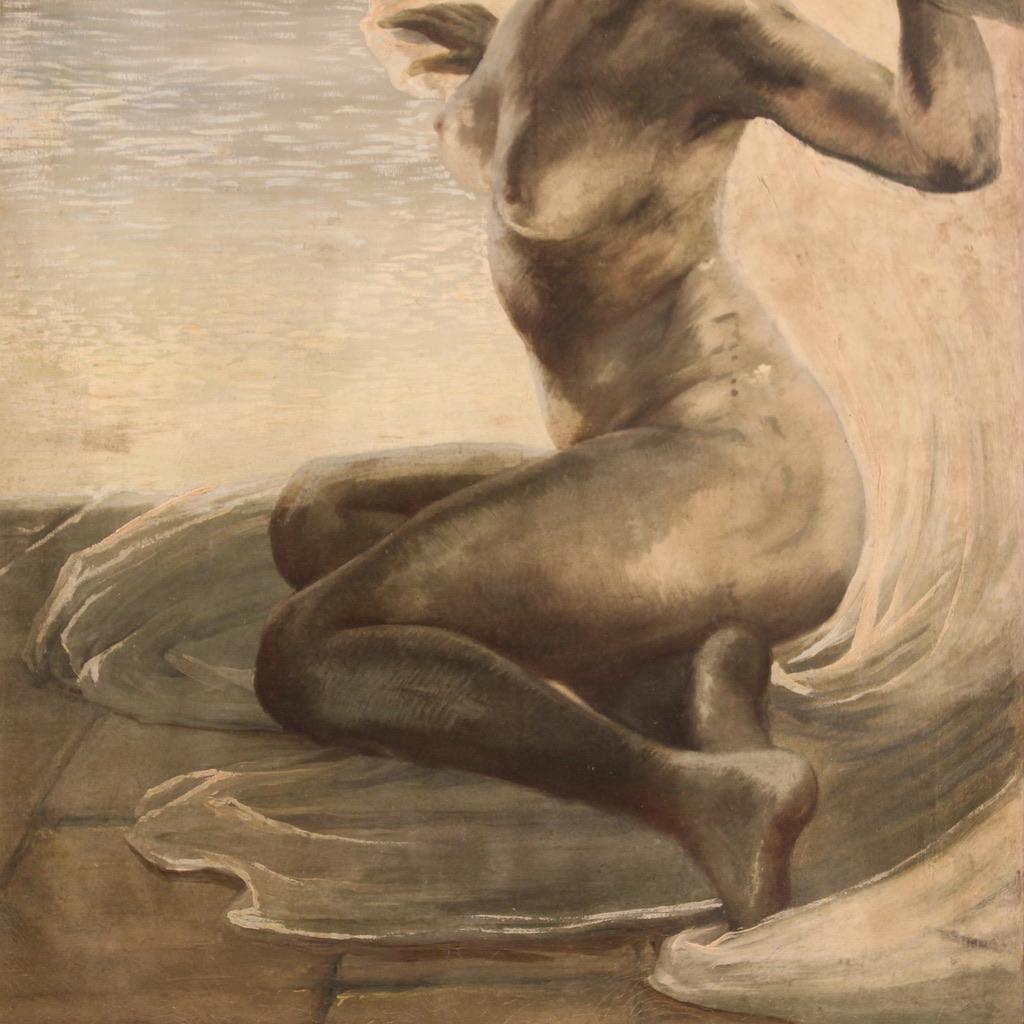 20th Century Oil on Canvas Italian Female Nude Painting, 1920 For Sale 3