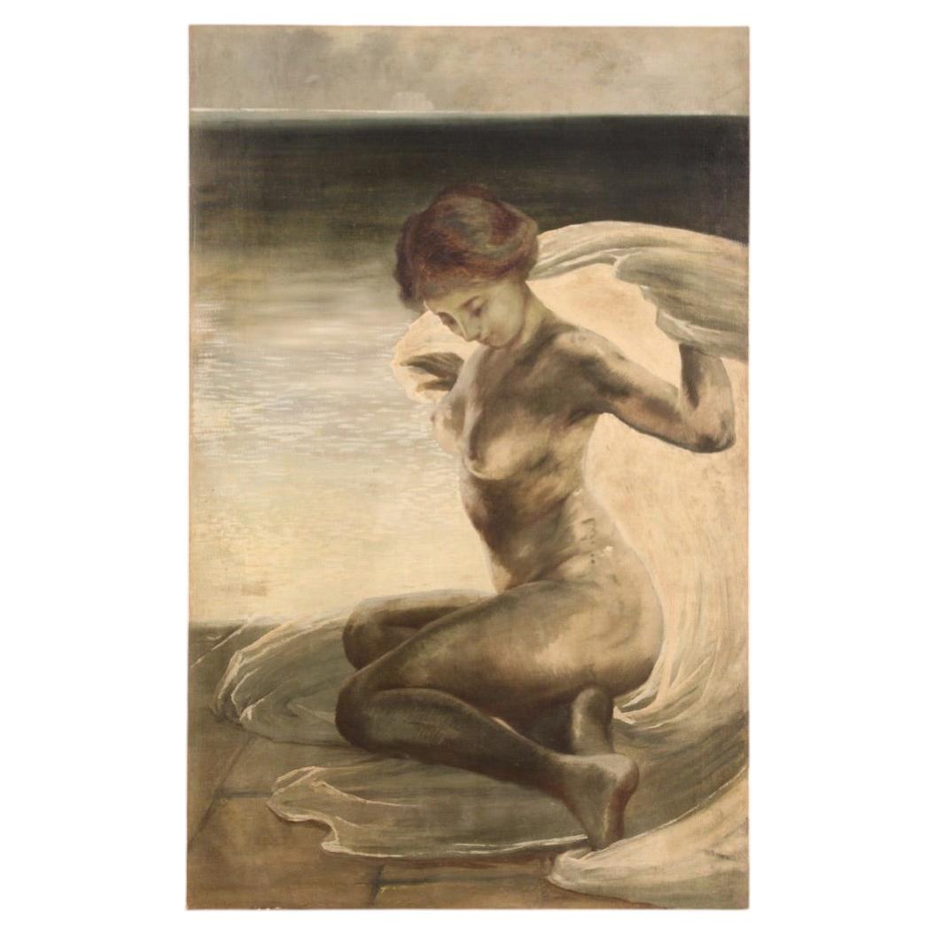 20th Century Oil on Canvas Italian Female Nude Painting, 1920s