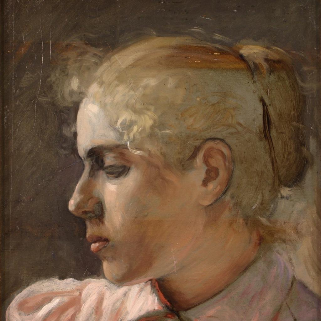 20th Century Oil on Canvas Italian Girl Portrait Painting, 1930 1