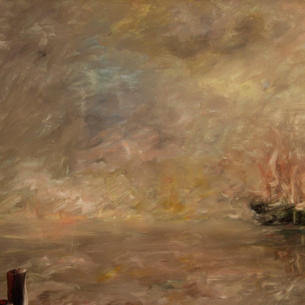 Italienisches Meereslandschaftsgemälde, Öl auf Leinwand, Impressionismus des 20. Jahrhunderts, 1960 im Zustand „Gut“ im Angebot in Vicoforte, Piedmont