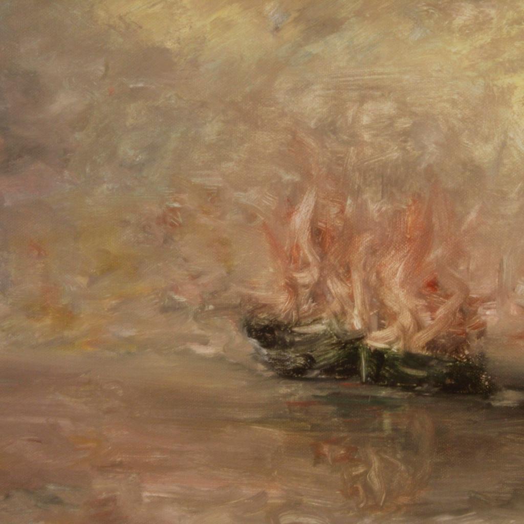 20th Century Oil on Canvas Italian Impressionist Style Seascape Painting, 1960 For Sale 6