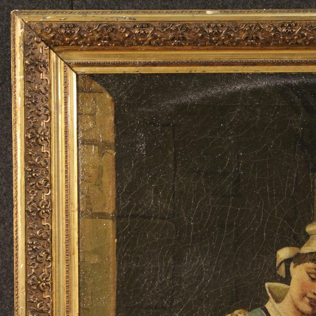 20th Century Oil on Canvas Italian Interior Scene Painting, 1920 in vendita 5