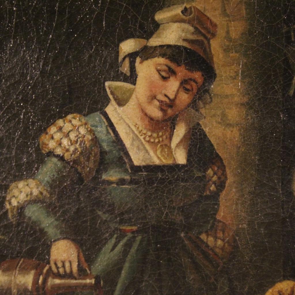 20th Century Oil on Canvas Italian Interior Scene Painting, 1920 in vendita 3