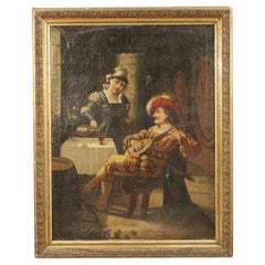20th Century Oil on Canvas Italian Interior Scene Painting, 1920
