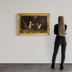 20th-Century Oil on Canvas Italian Interior Scene Painting Signed F. Bonati 1913