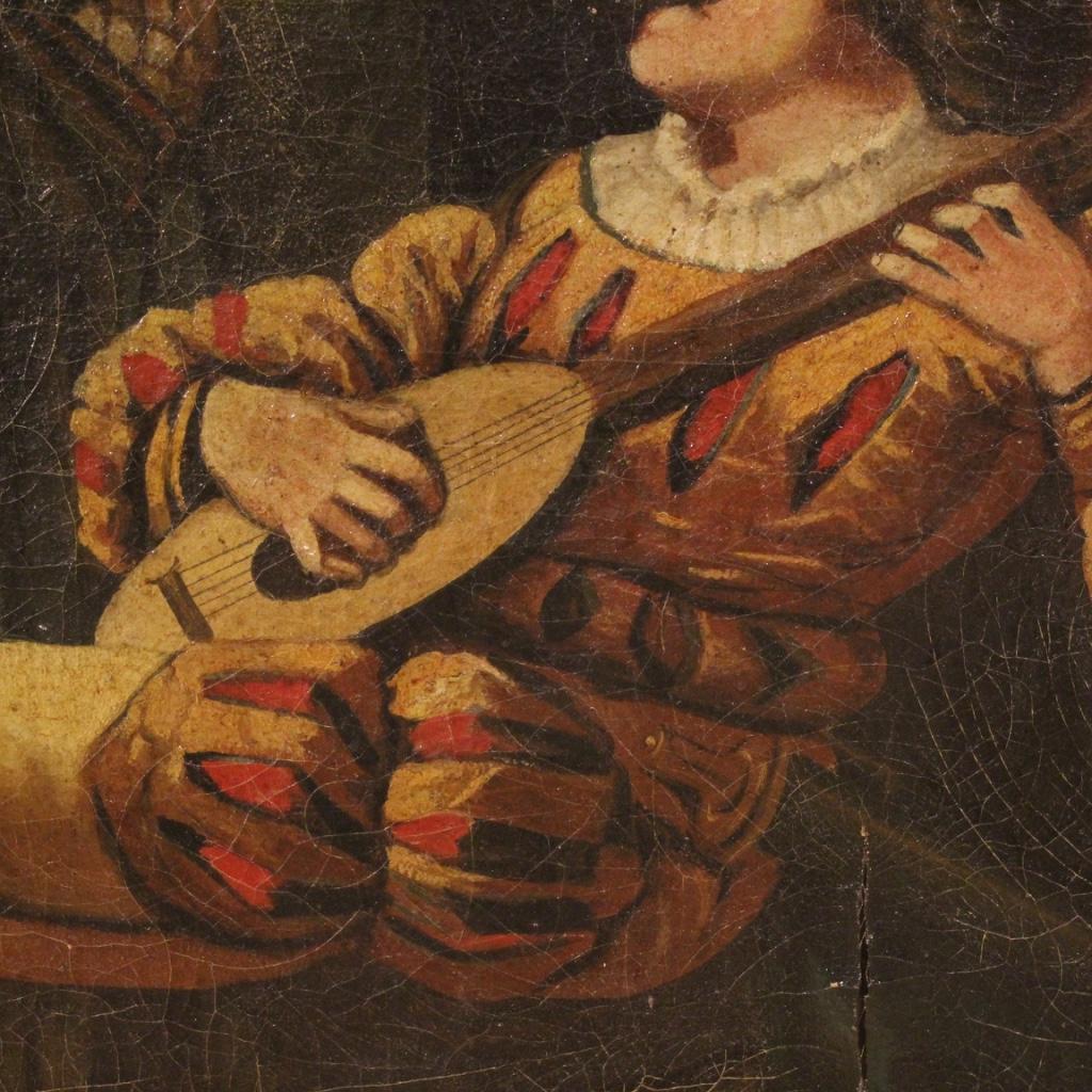 20. Jahrhundert Öl auf Leinwand Italienische Innenszene mit Musiker Gemälde, 1920 im Angebot 8