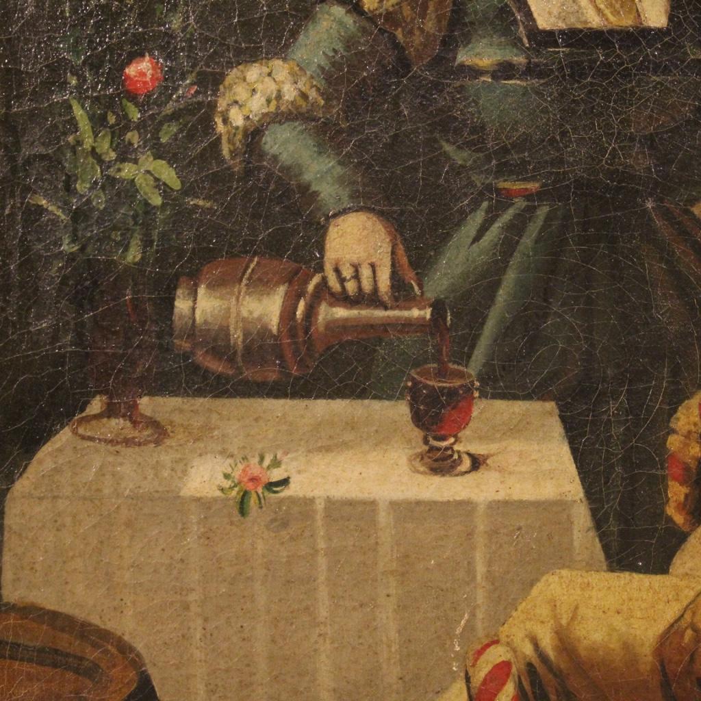 20. Jahrhundert Öl auf Leinwand Italienische Innenszene mit Musiker Gemälde, 1920 im Angebot 9