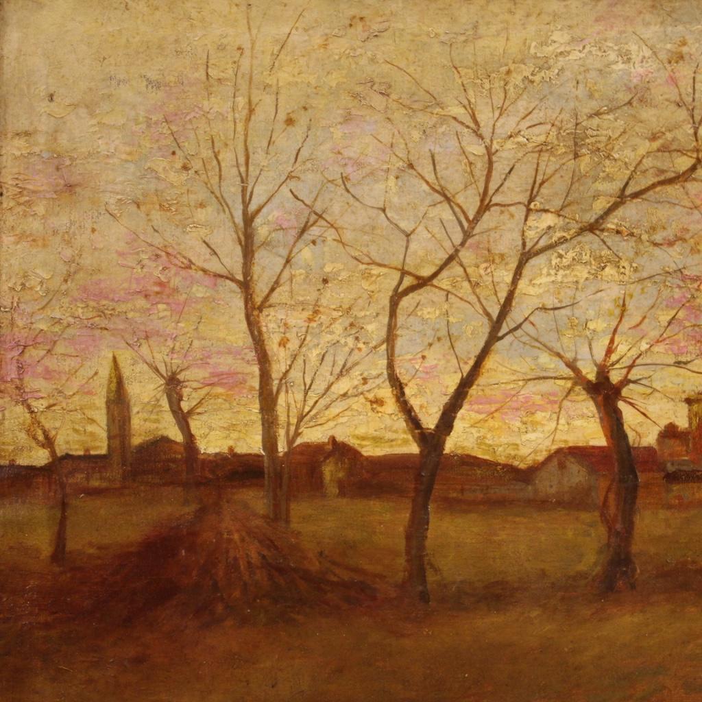 Mid-20th Century 20th Century Oil on Canvas Italian Landscape Painting, 1950 in vendita
