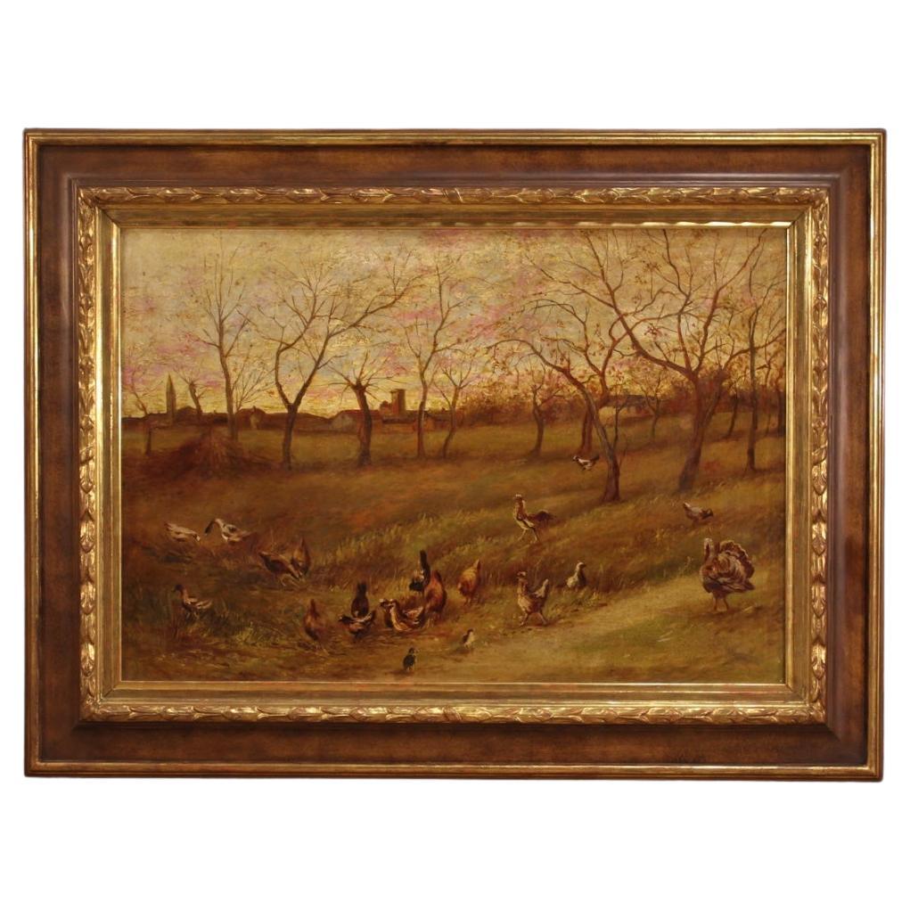 pintura al óleo sobre lienzo del siglo XX Paisaje italiano, 1950