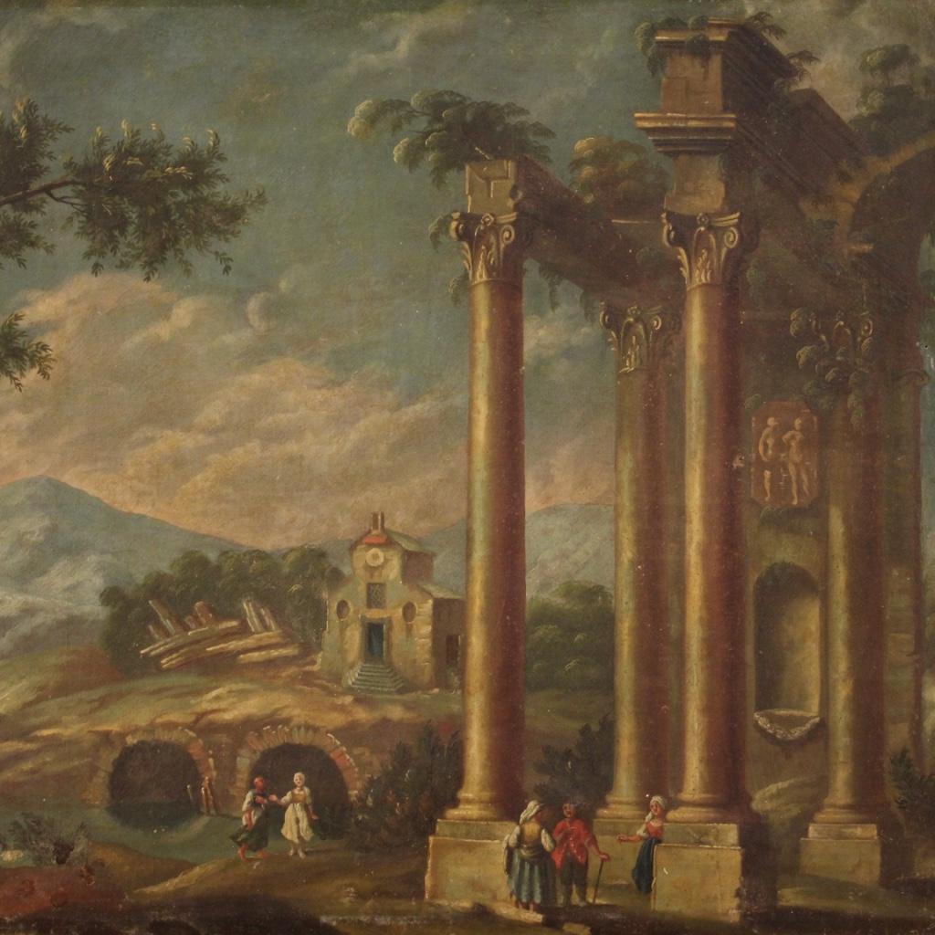 20th Century Oil on Canvas Italian Landscape Painting Architectural Whim, 1930 2