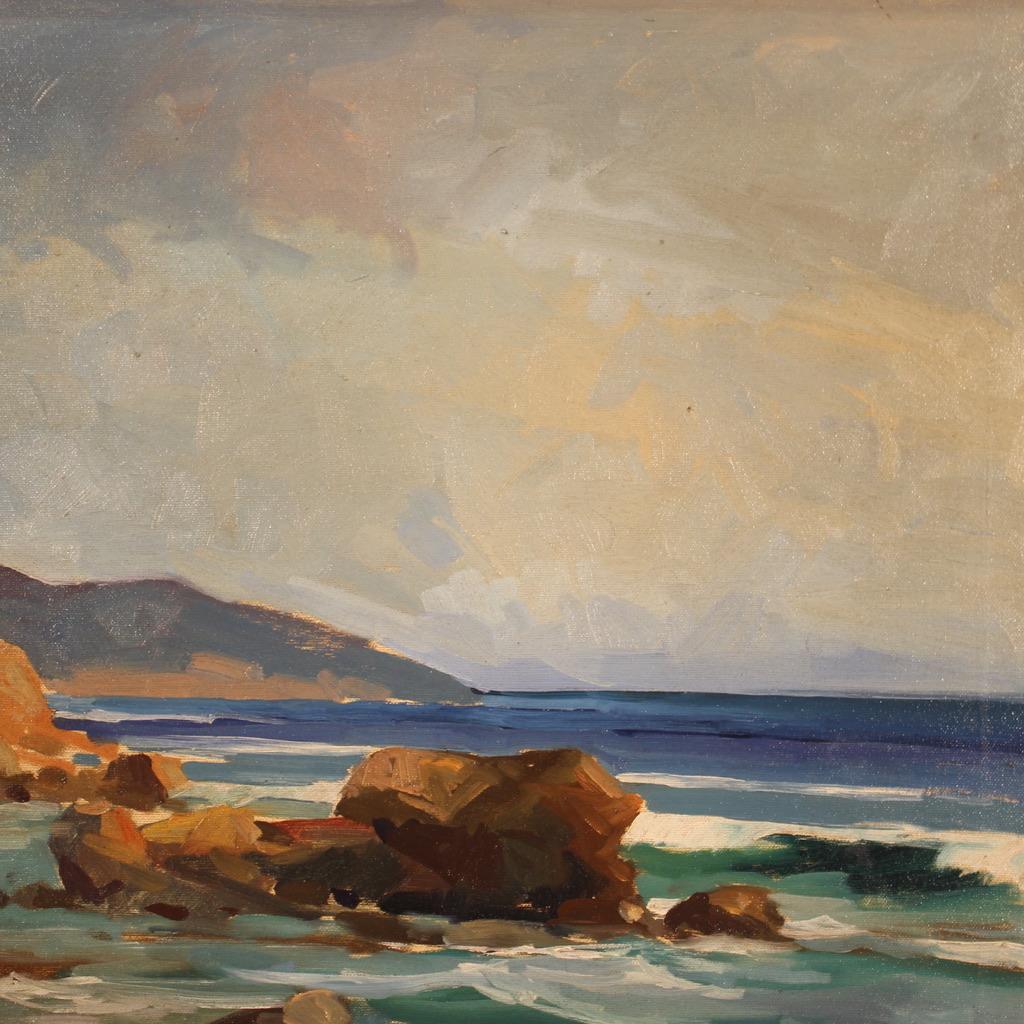 20th Century Oil on Canvas Italian Landscape Painting Signed R. Natali, 1950 In condizioni buone a Vicoforte, Piedmont