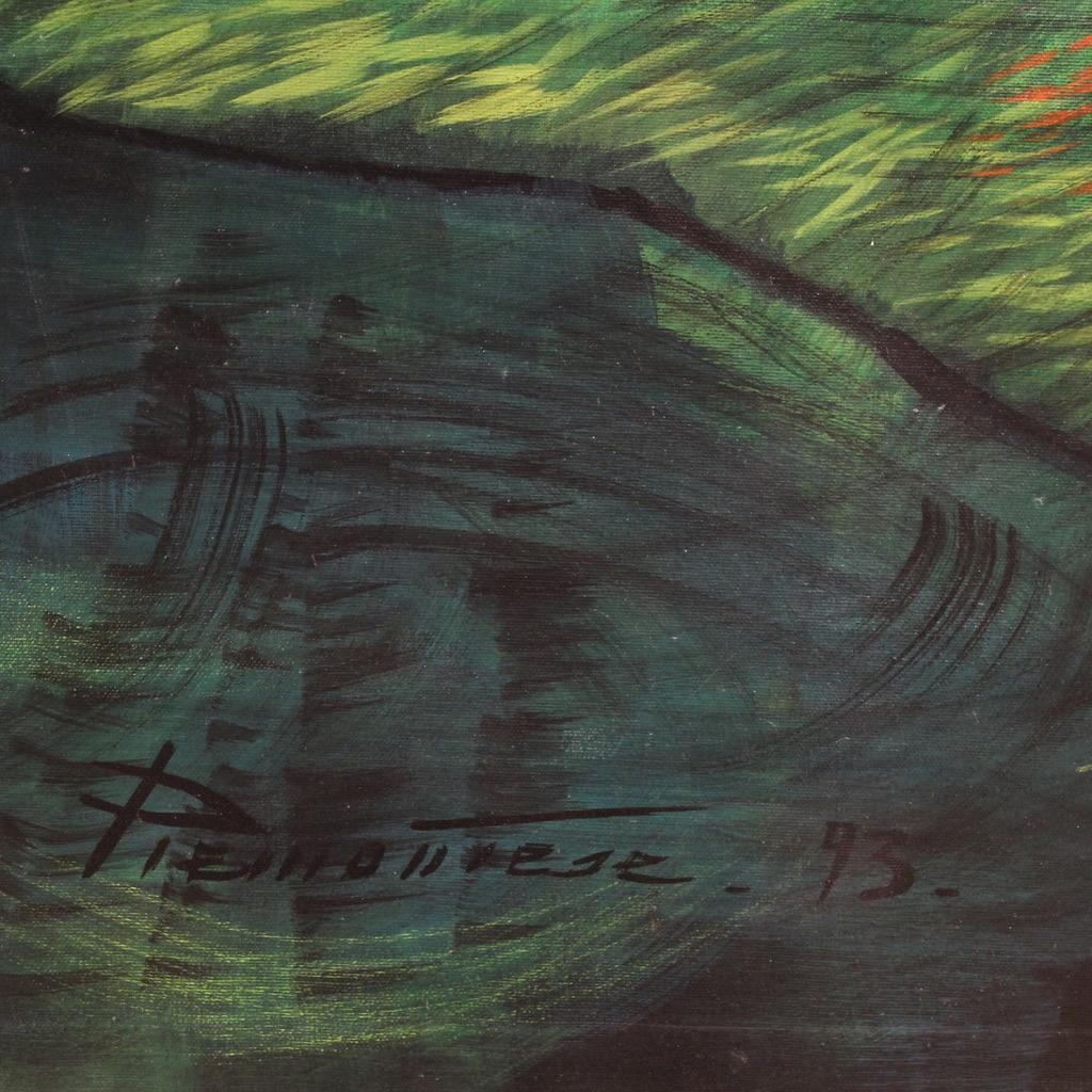 20th Century Oil on Canvas Italian Landscape Signed and Dated Painting, 1993 (Geölt) im Angebot