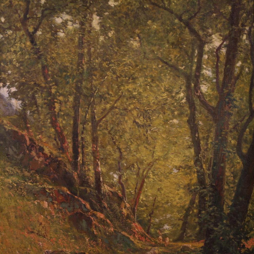 20th Century Oil on Canvas Italian Landscape Signed C. Bentivoglio Painting 1920 im Zustand „Gut“ im Angebot in Vicoforte, Piedmont