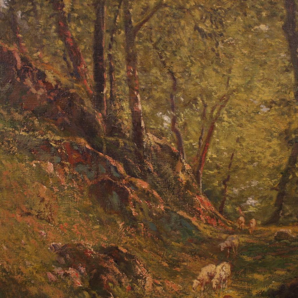 20th Century Oil on Canvas Italian Landscape Signed C. Bentivoglio Painting 1920 im Angebot 3