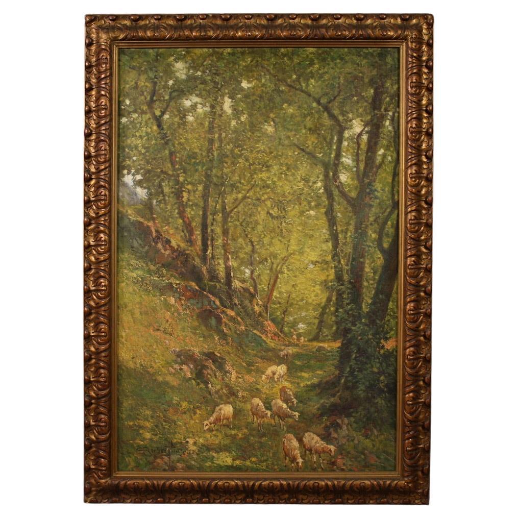 20th Century Oil on Canvas Italian Landscape Signed C. Bentivoglio Painting 1920
