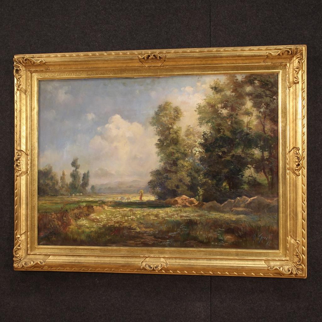 20th Century Oil on Canvas Italian Landscape Signed Painting, 1950 6
