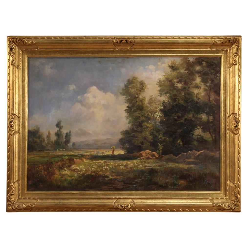 20th Century Oil on Canvas Italian Landscape Signed Painting, 1950