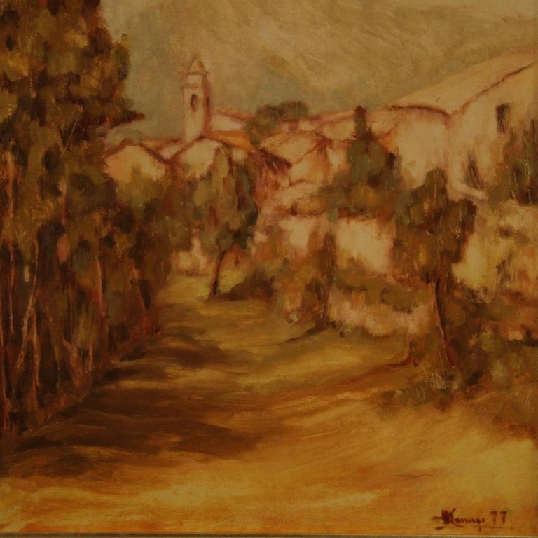 20th Century Oil on Canvas Italian Landscape Signed Painting, 1977 For Sale 1