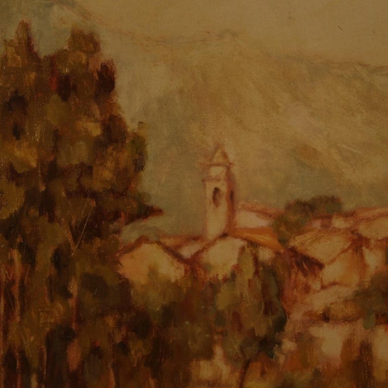 20th Century Oil on Canvas Italian Landscape Signed Painting, 1977 For Sale 2