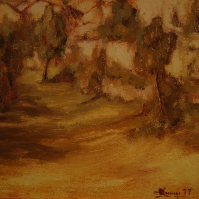 20th Century Oil on Canvas Italian Landscape Signed Painting, 1977 For Sale 4