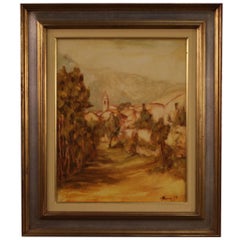 Vintage 20th Century Oil on Canvas Italian Landscape Signed Painting, 1977