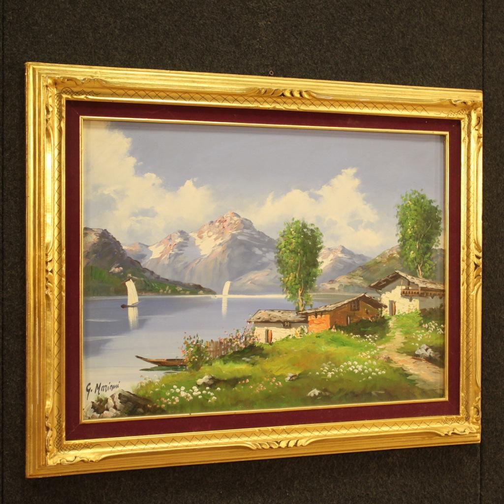 20th Century Oil on Canvas Italian Landscape Signed Painting, 1980 In Good Condition For Sale In Vicoforte, Piedmont