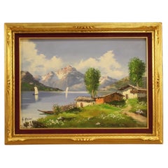 Vintage 20th Century Oil on Canvas Italian Landscape Signed Painting, 1980