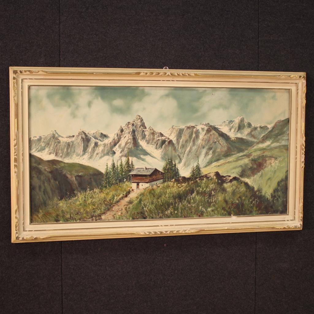 20th Century Oil on Canvas Italian Mountain Landscape Signed Painting, 1970 4