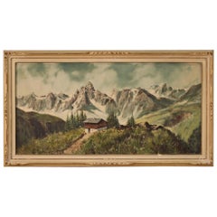 20th Century Oil on Canvas Italian Mountain Landscape Signed Painting, 1970