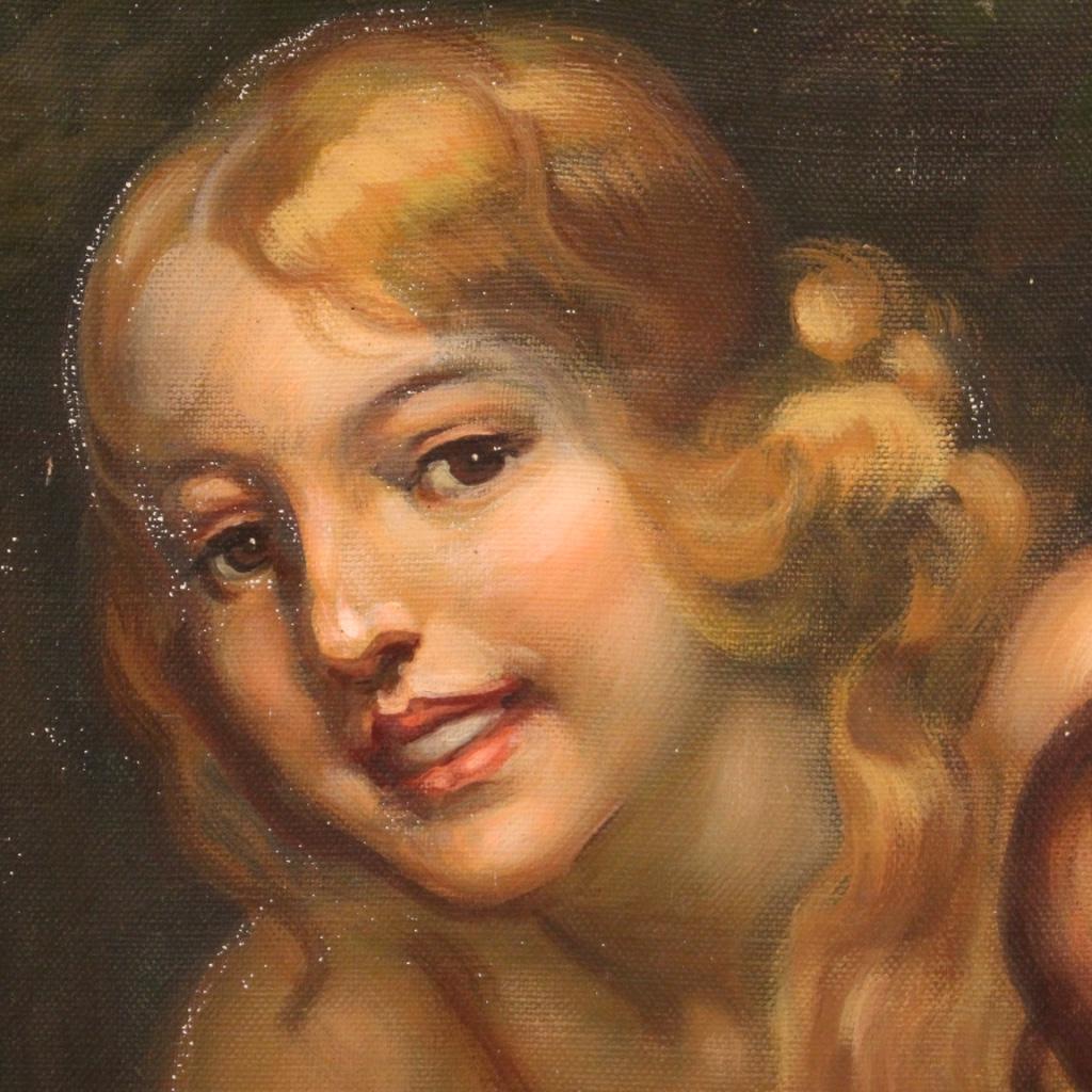 20th Century Oil on Canvas Italian Mythological Painting Diana Huntress, 1930 5