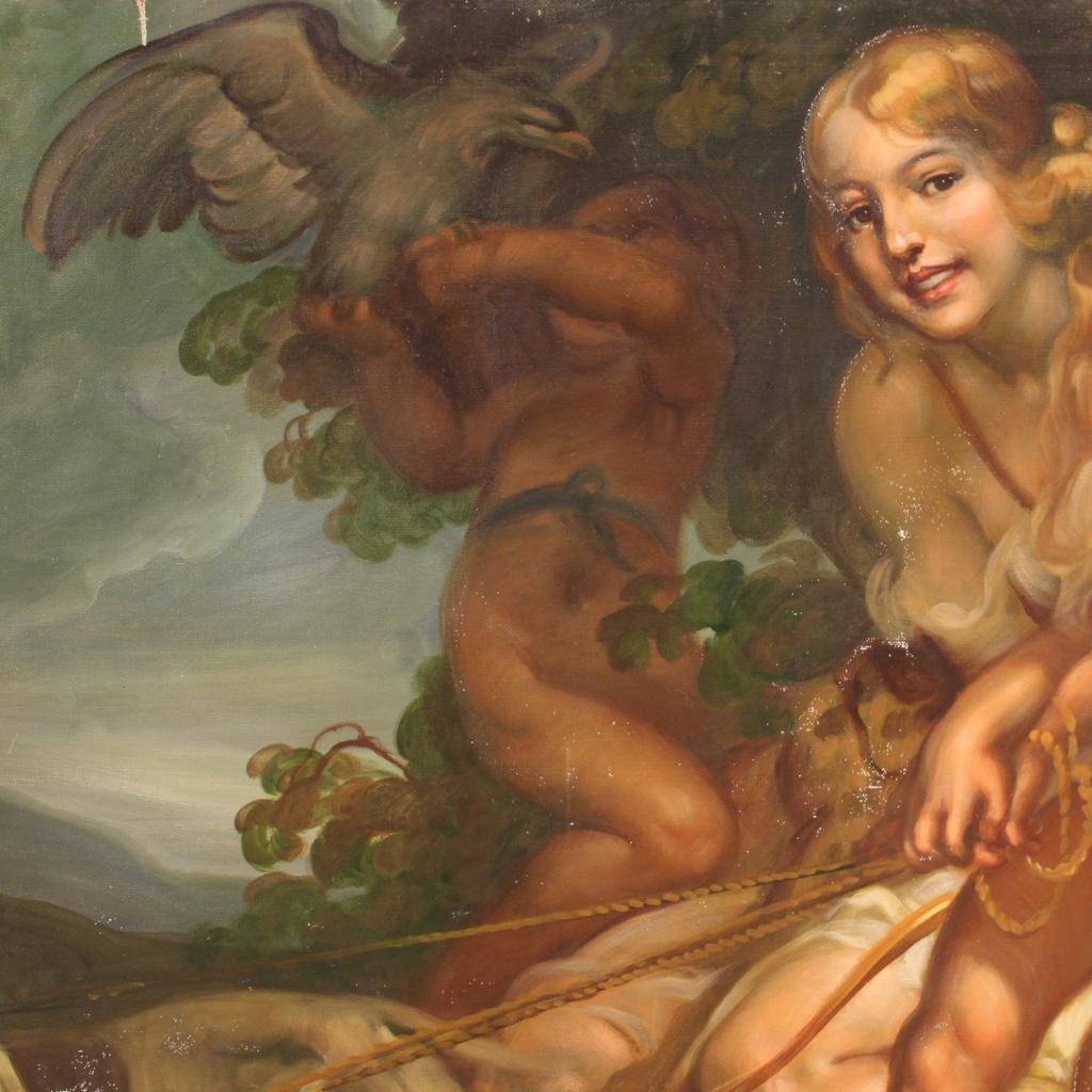 huile sur toile du 20e siècle Peinture mythologique italienne Diane la chasseresse 1930 en vente 5