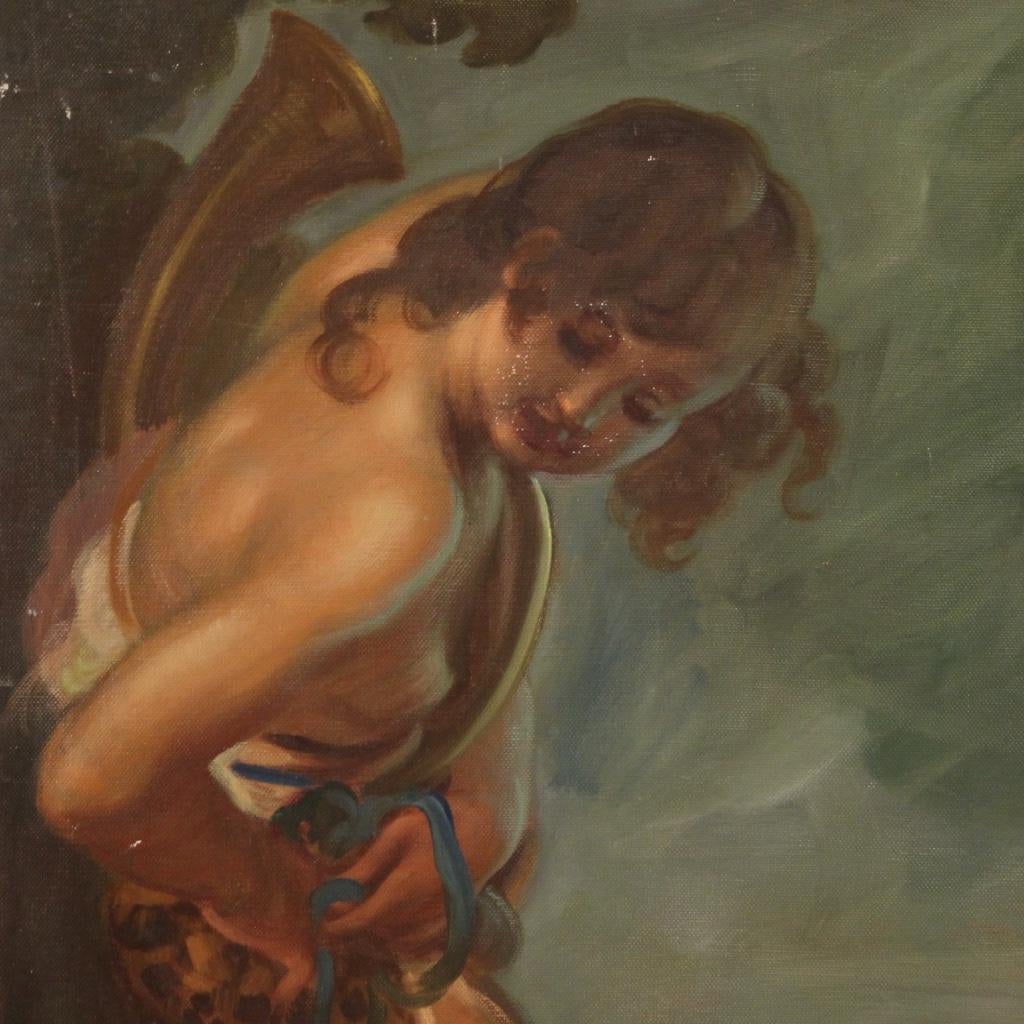 huile sur toile du 20e siècle Peinture mythologique italienne Diane la chasseresse 1930 en vente 3