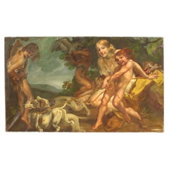 Huile sur toile du 20e siècle Peinture mythologique italienne Diane la chasseresse 1930