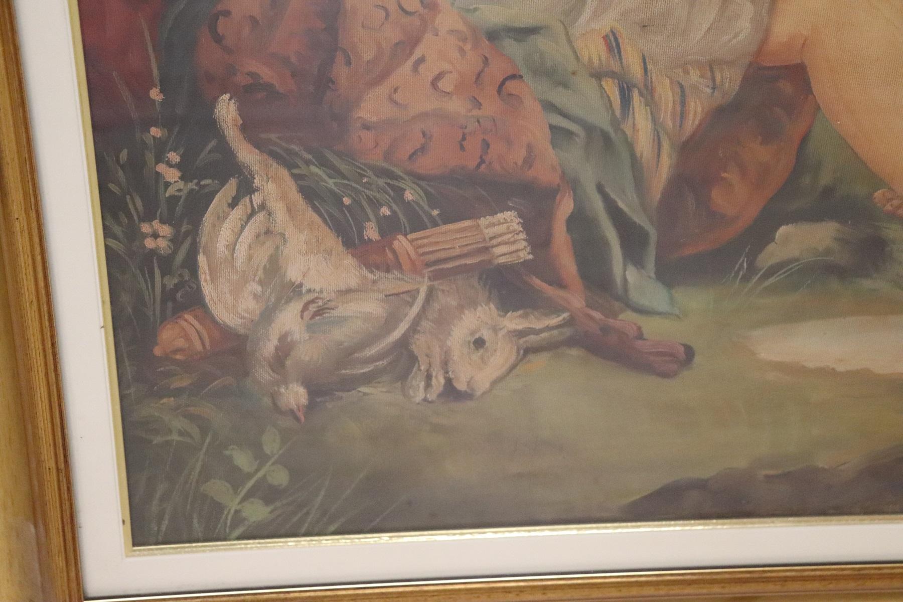Milieu du XXe siècle Huile sur toile italienne du 20ème siècle, peinture mythologique avec cadre, signée en vente