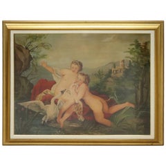 20th Century Oil on Canvas Italian Mythological Painting with Frame, Signed 