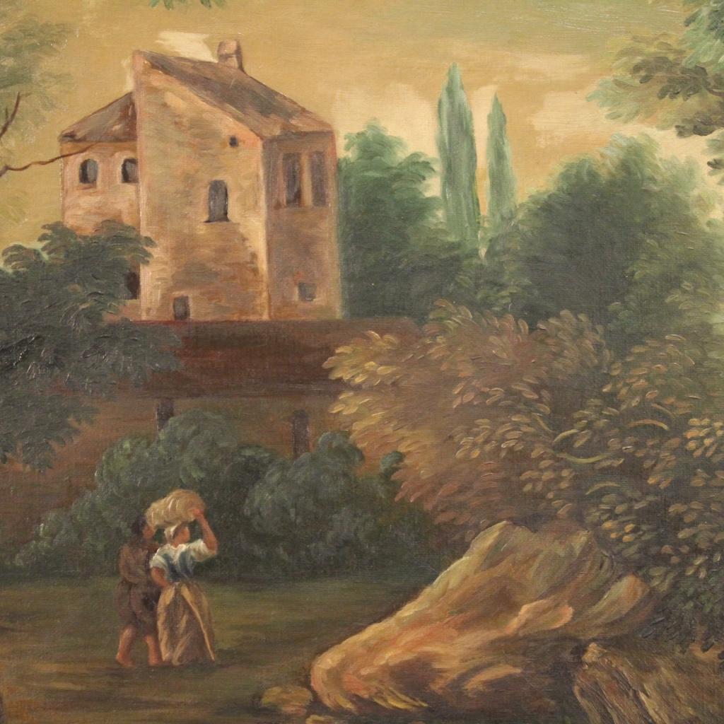 20th Century Oil on Canvas Italian Painting Bucolic Landscape, 1960 6