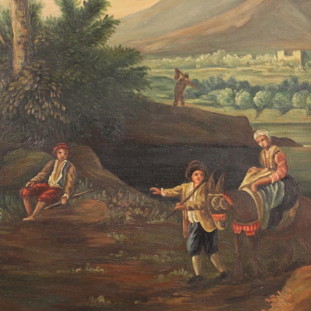 20th Century Oil on Canvas Italian Painting Bucolic Landscape, 1960 8