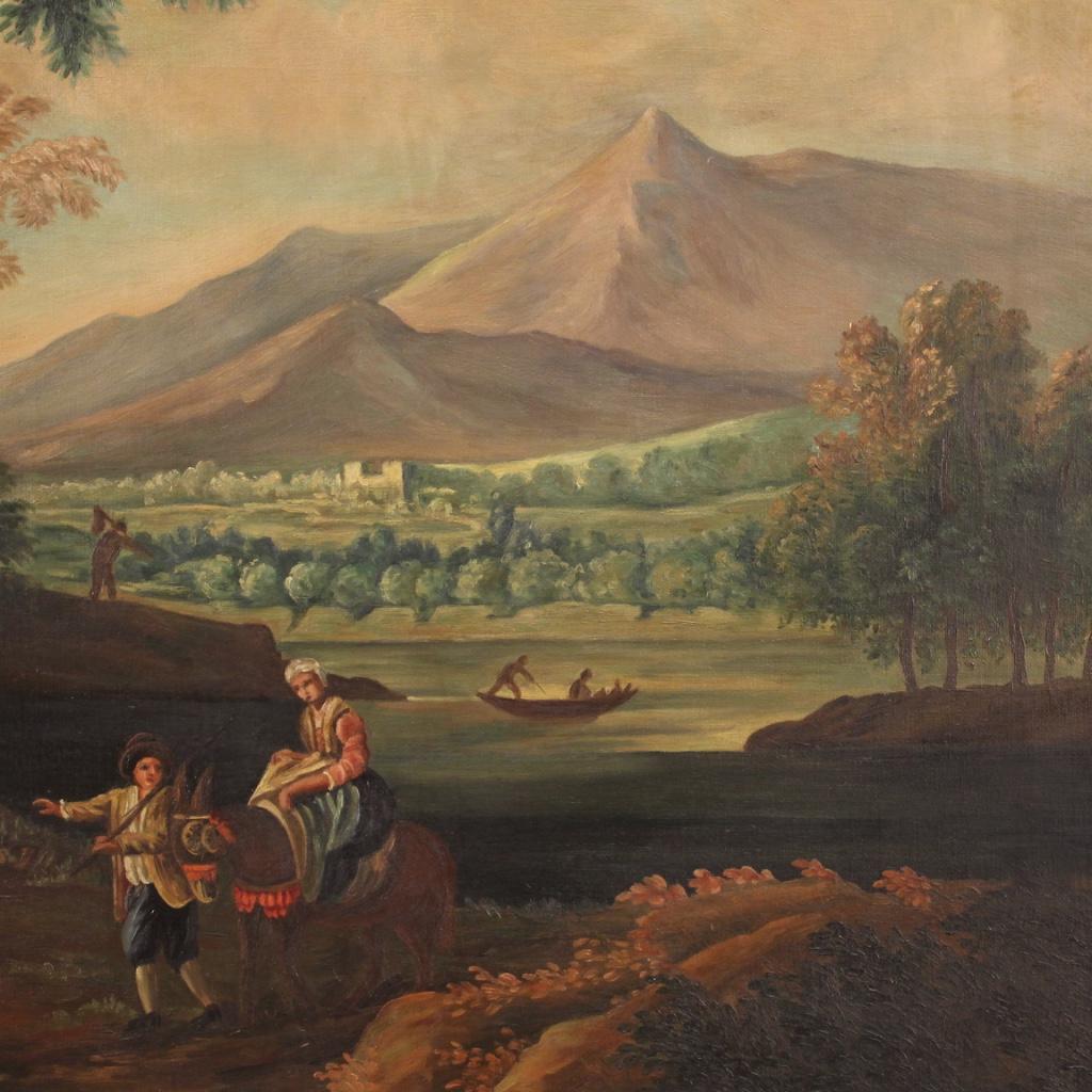 20th Century Oil on Canvas Italian Painting Bucolic Landscape, 1960 3
