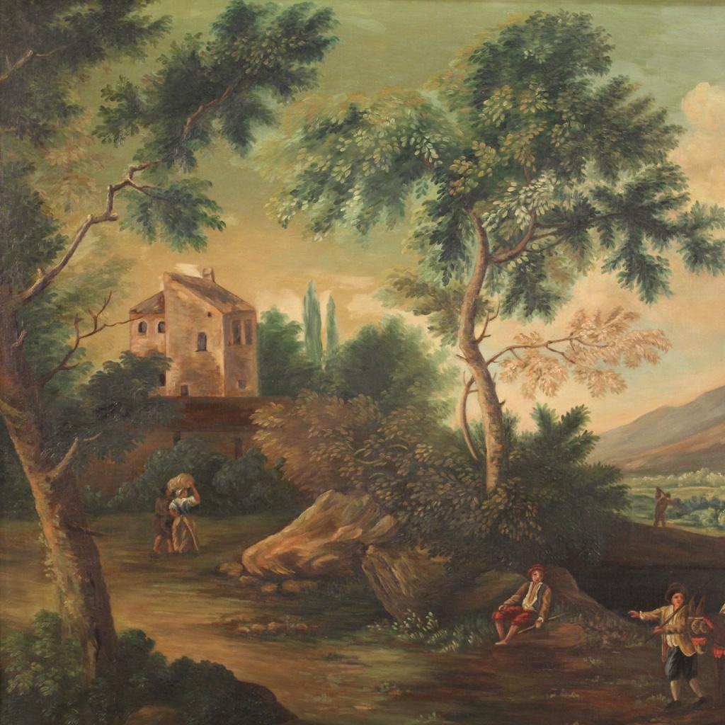 20th Century Oil on Canvas Italian Painting Bucolic Landscape, 1960 4