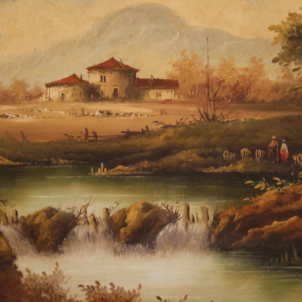 20th Century Oil on Canvas Italian Painting Countryside Landscape, 1980 3