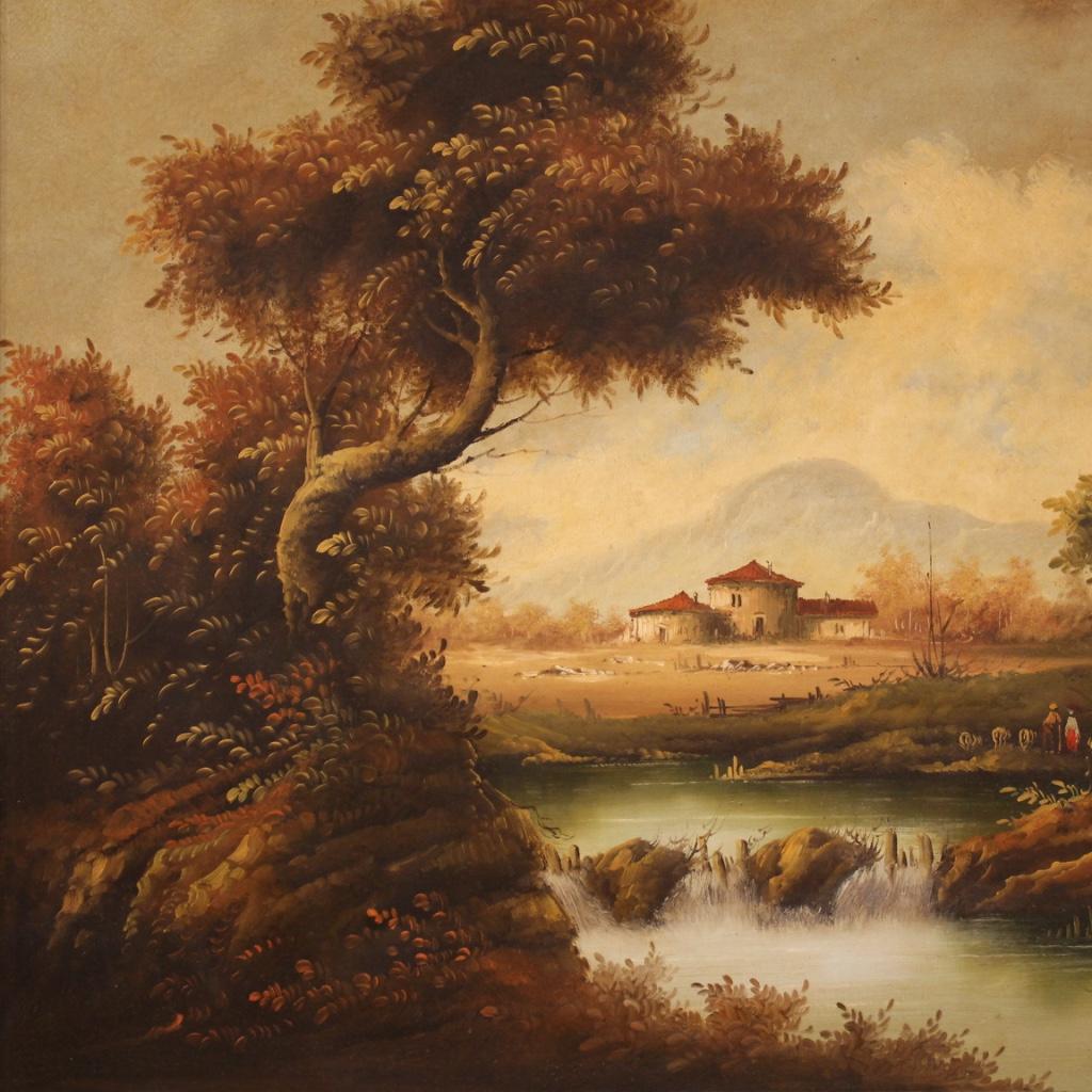 20th Century Oil on Canvas Italian Painting Countryside Landscape, 1980 4