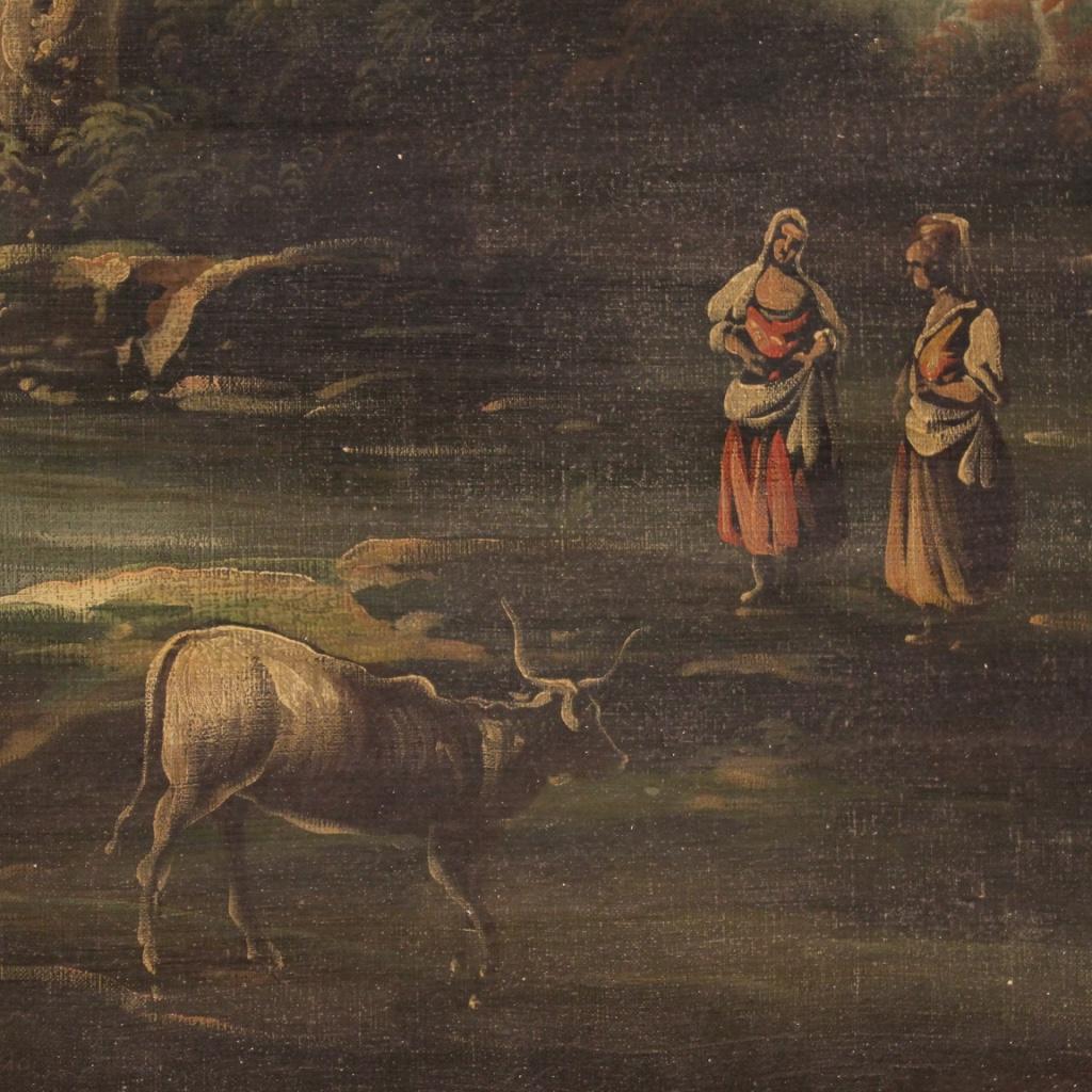 Italienisches Gemälde Flusslandschaft, Öl auf Leinwand, 20. Jahrhundert, 1950 im Angebot 5