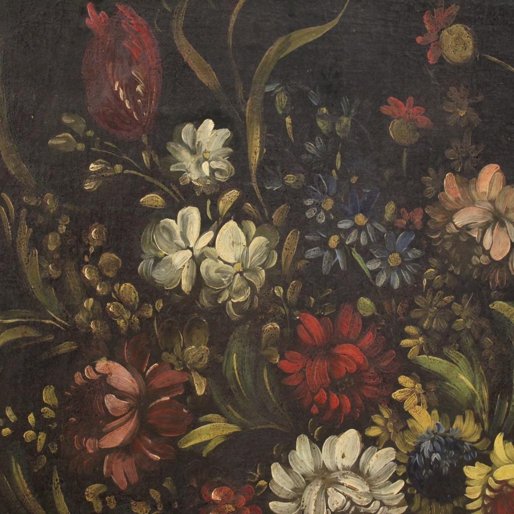 20th Century Oil on Canvas Italian Painting Still Life Vase with Flowers, 1930 7