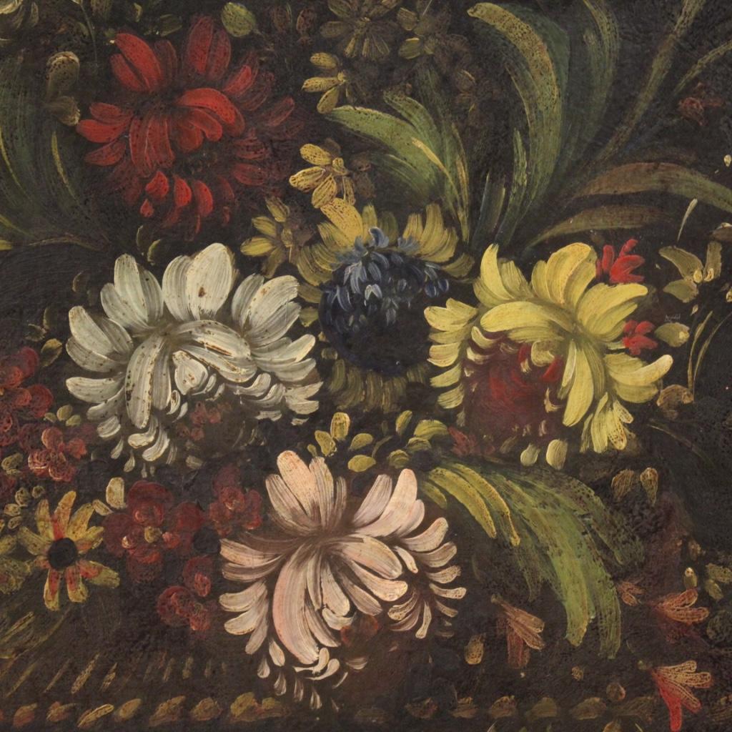 20th Century Oil on Canvas Italian Painting Still Life Vase with Flowers, 1930 5