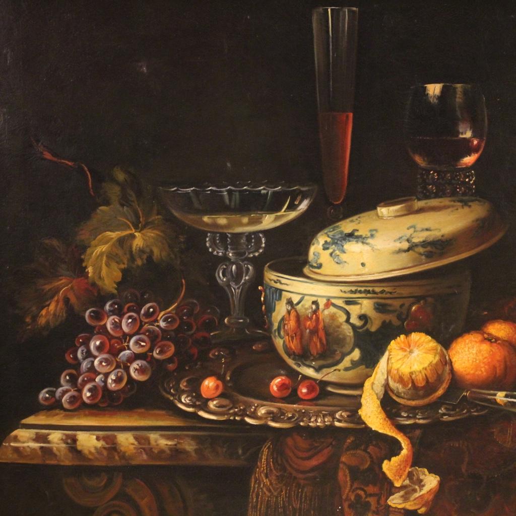20th Century Oil on Canvas Italian Painting Still Life with Fruits, 1970 1