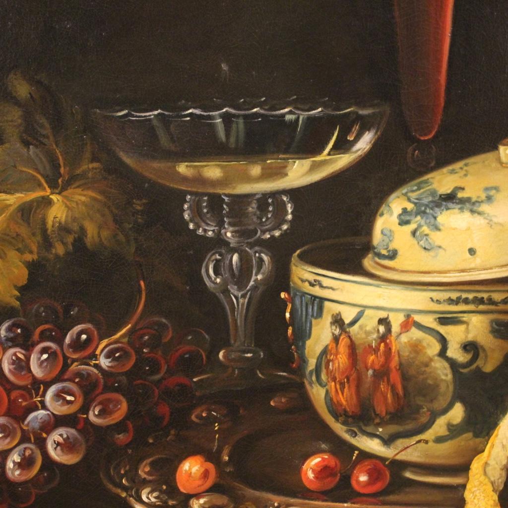 20th Century Oil on Canvas Italian Painting Still Life with Fruits, 1970 5