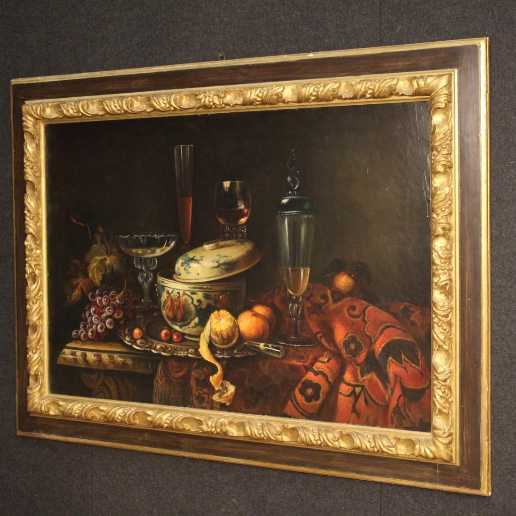 20th Century Oil on Canvas Italian Painting Still Life with Fruits, 1970 6