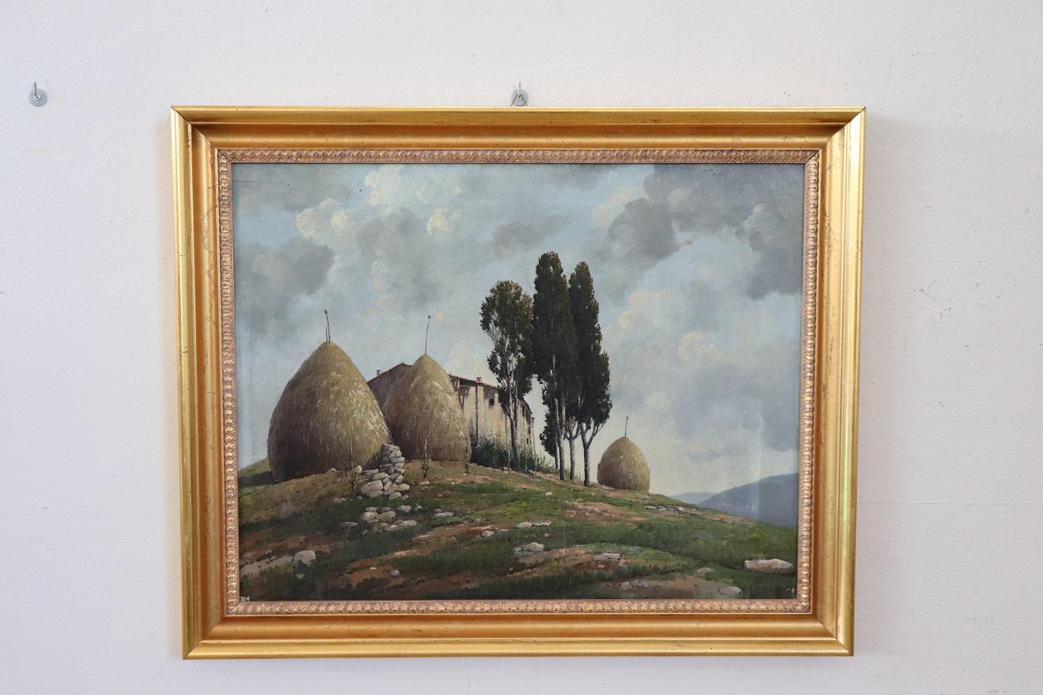 Beautiful oil painting on canvas. A splendid landscape of the Tuscan countryside near Florence. Cypress trees are typical in Tuscany. Signed but not recognized artist. Perfect for collectors who love Italian landscapes. Excellent pictorial quality